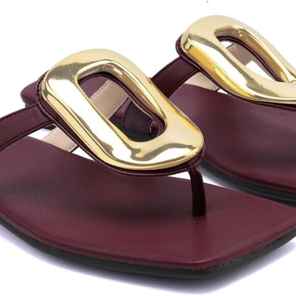 Women's Faux Leather Flip Flops Comfort Thong Flat Sandals Summer Beach Casual - Picture 3 of 6